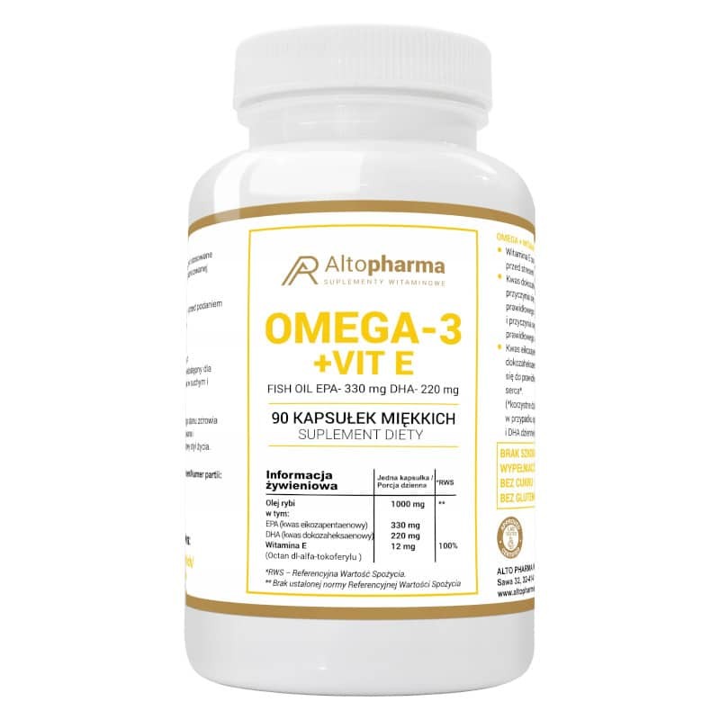 Omega-3 + witamina E 1000 mg (EPA 330 mg, DHA 220 mg) Alto Pharma - 90 kapsułek