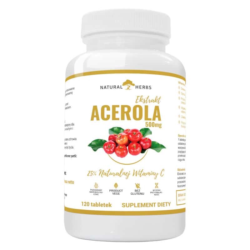 Acerola Ekstrakt 500 mg Naturalna witamina C Alto Pharma - 120 tabletek