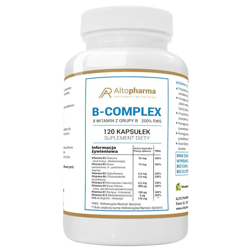 Witamina B-Complex 8 witamin z grupy B 200% RWS Alto Pharma - 120 kapsułek