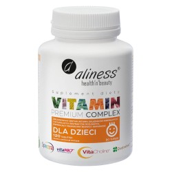 Vitamin Premium Complex dla dzieci Aliness - Wspiera rozwój i odporność - 120 tabletek do ssania