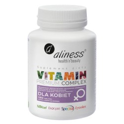 Vitamin Premium Complex dla kobiet Wzbogacony o kwas hialuronowy Aliness - 120 tabletek