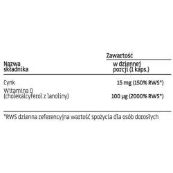 Witamina D3 4000 IU + Cynk GLOE - Dla lepszej odporności - 60 kapsułek