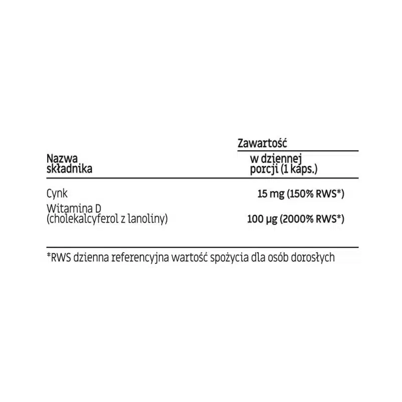Witamina D3 4000 IU + Cynk GLOE - Dla lepszej odporności - 60 kapsułek