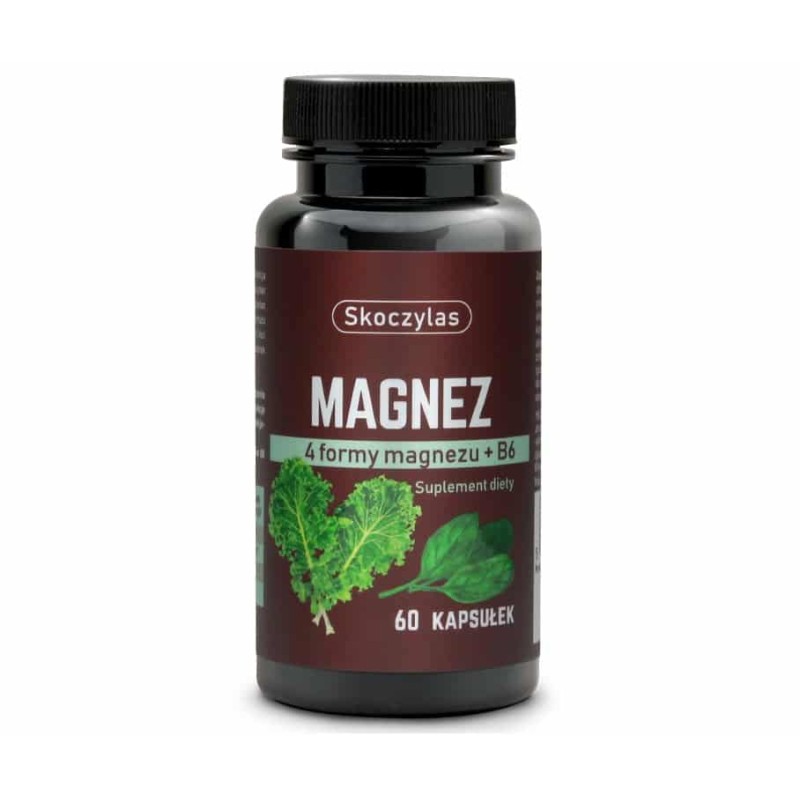 Magnez 4 formy + Witamina B6 Szpinak, Jarmuż Skoczylas - 60 kapsułek