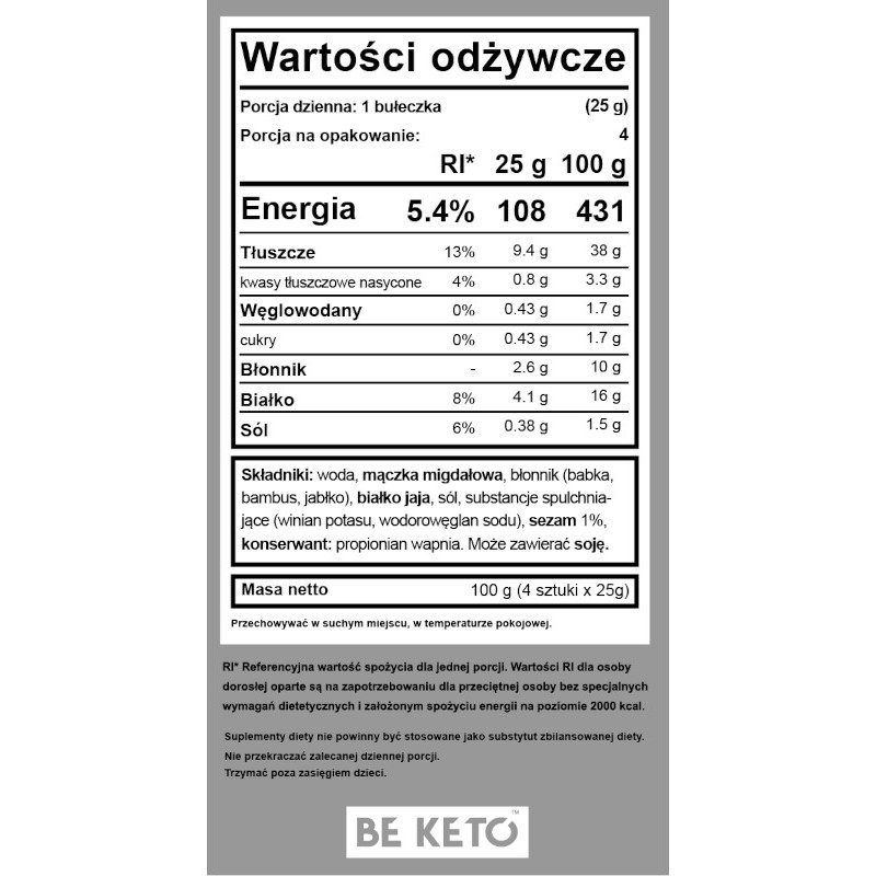 Keto Bułeczki Bezglutenowe BeKeto - Naturalne i niesamowicie smaczne - 100 g