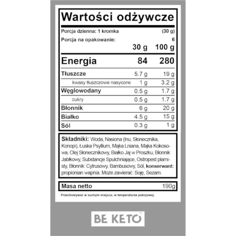 Keto Chleb Bezglutenowy BeKeto - Smak tradycyjnego pieczywa - 190 g