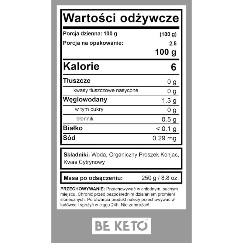 Bio Makaron Konjac Fettuccine BeKeto - Niskowęglowodanowy i niskokaloryczny makaron - 320 g