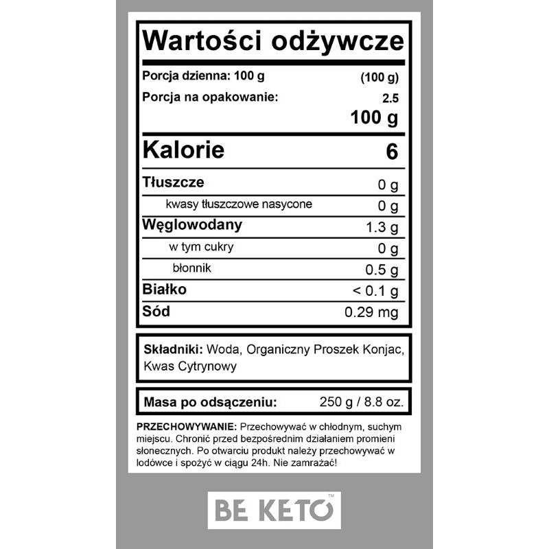 Bio Makaron Konjac Spaghetti BeKeto – Stworzony z organicznych składników – 320 g