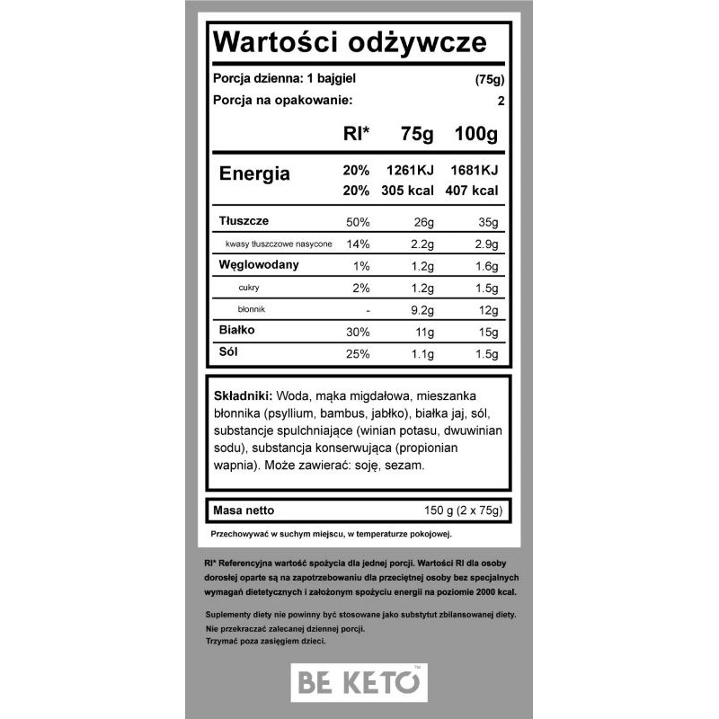 Keto Bajgle BeKeto - Bezglutenowe i wysokobiałkowe pieczywo - 150 g