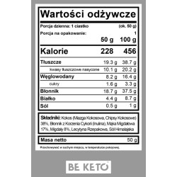 Keto Ciastko BeKeto - Przekąska proteinowa z niską zawartością węglowodanów - Różne smaki 50 g
