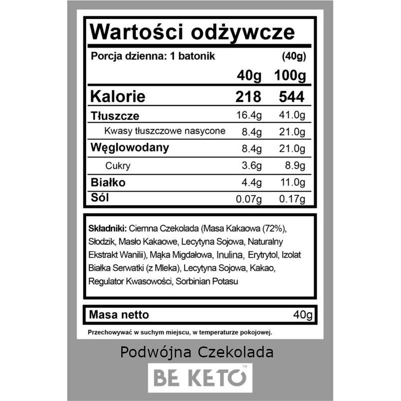 Keto Baton BeKeto - Idealny na szybką energiczną przekąskę - Różne smaki 40 g