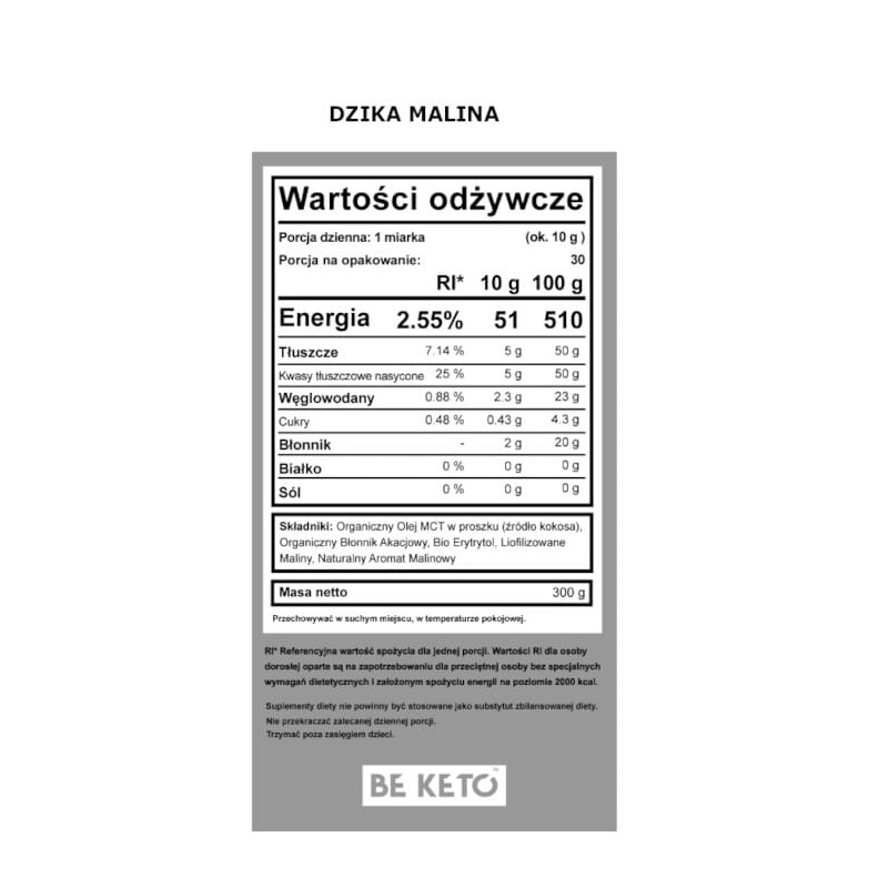 Olej MCT BeKeto w proszku 300 g - Różne smaki