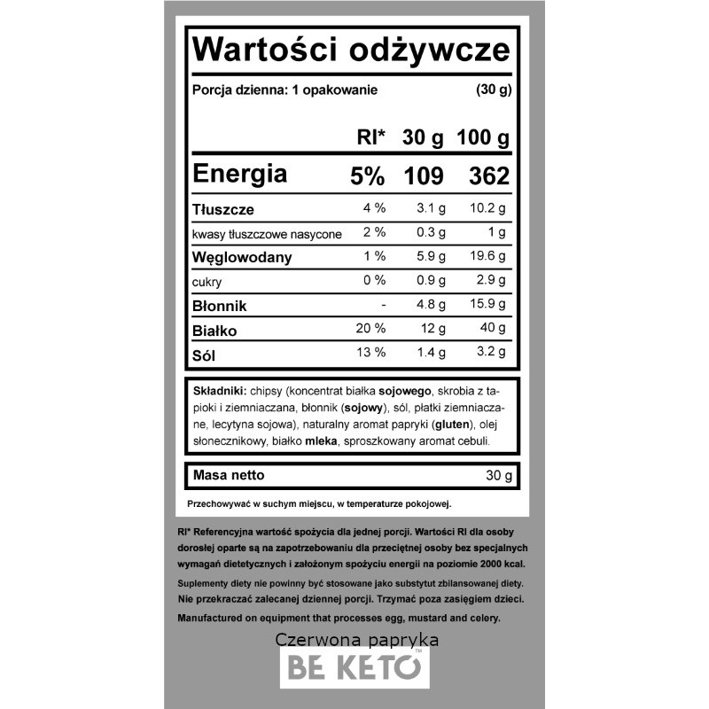 Keto Chipsy BeKeto - Ser cebulka, Czerwona papryka oraz Orientalne pikantne - 30 g