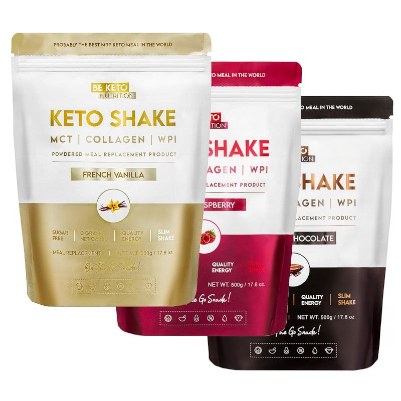 Keto Shake Wzbogacony Olejem MCT oraz Izolatem Białka BeKeto - Różne Smaki 500 g