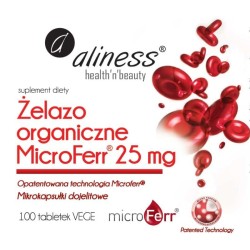 Żelazo Organiczne 25 mg Aliness - Opatentowana technologia MicroFerr® - 100 tabletek