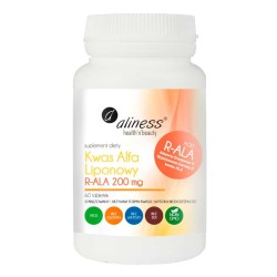 Kwas Alfa Liponowy R-ALA 200 mg Aliness - Stabilizowana, aktywna forma kwasu - 60 tabletek