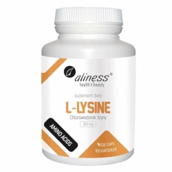 L-Lysine 500 mg chlorowodorek Lizyny (HCL) Aliness - 100 kapsułek