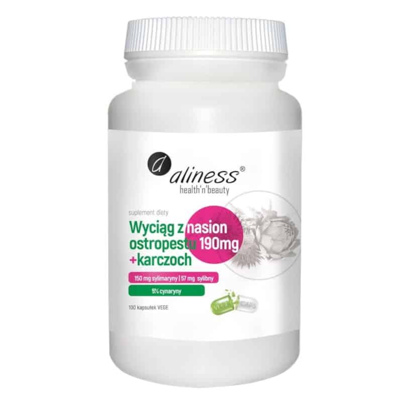 Wyciąg z nasion ostropestu 190 mg plus Karczoch Aliness - 100 kapsułek
