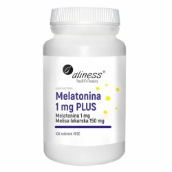 Melatonina 1 mg PLUS Melisa lekarska 150 mg Aliness - Zdrowy i spokojny sen - 100 tabletek