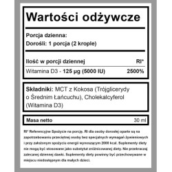 Witamina D3 5000IU z olejem MCT w kroplach BeKeto - 30 ml