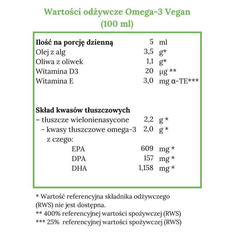 Norsan Omega-3 VEGAN Roślinny olej z alg morskich 2000 mg - 100 ml