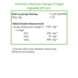 Norsan Omega-3 VEGAN Z olejem z alg morskich 1700 mg - 80 kapsułek