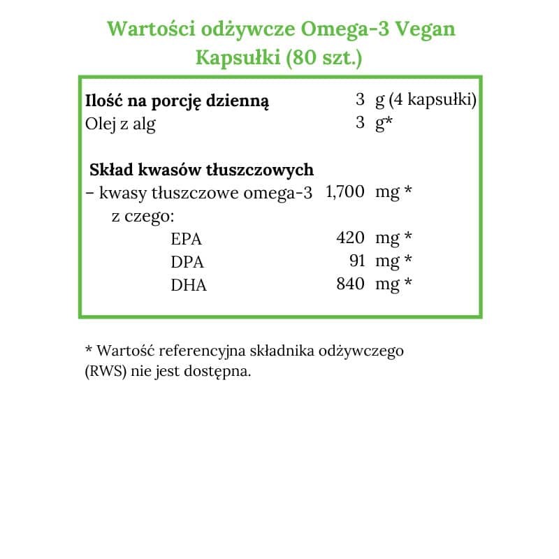 Norsan Omega-3 VEGAN Z olejem z alg morskich 1700 mg - 80 kapsułek