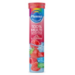 Plusssz MULTIWITAMINA 100% Polski Lek Z sokiem owocowym 3 smaki - 20 tabletek musujących
