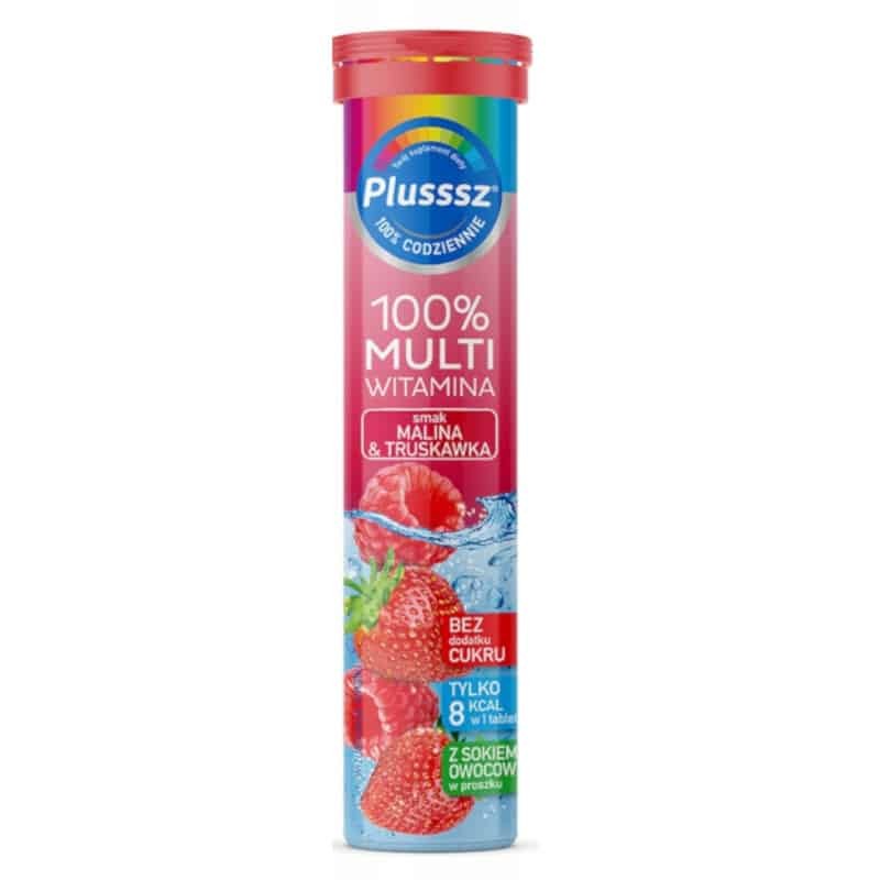 Plusssz MULTIWITAMINA 100% Polski Lek Z sokiem owocowym 3 smaki - 20 tabletek musujących