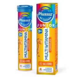 Plusssz JUNIOR Multiwitamina Complex Polski Lek - 20 tabletek musujących o smaku tropikalnym