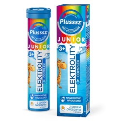 Plusssz JUNIOR Elektrolity Complex Polski Lek - 20 tabletek musujących o smaku pomarańczowym