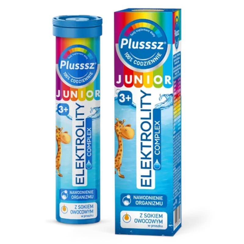 Plusssz JUNIOR Elektrolity Complex Polski Lek - 20 tabletek musujących o smaku pomarańczowym