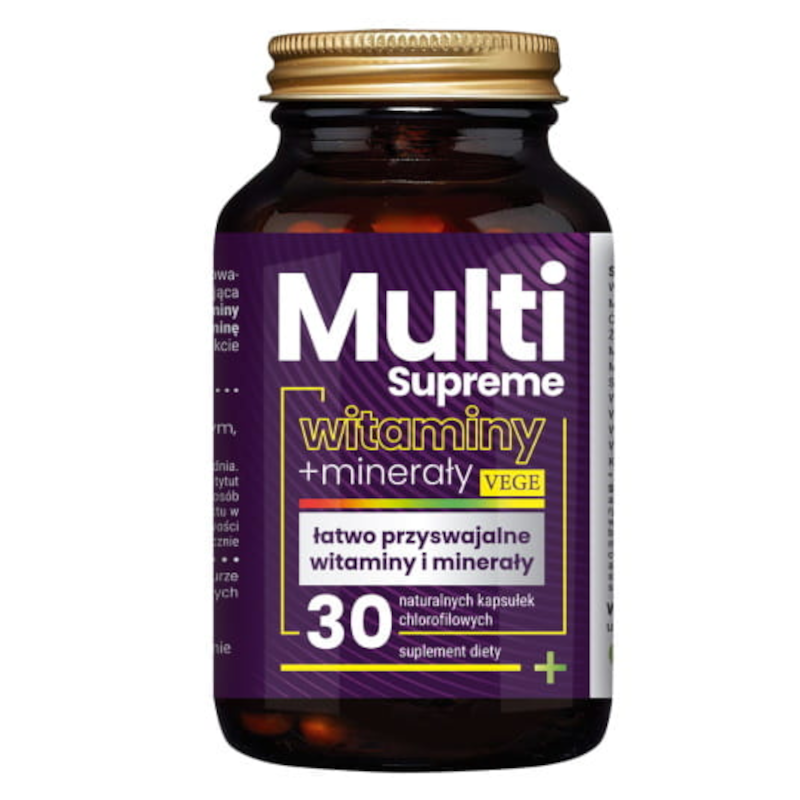 Multi Supreme NaturDay - Łatwo przyswajalne witaminy i minerały - 30 kapsułek chlorofilowych