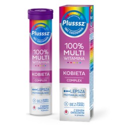 Plusssz 100% MULTIWITAMINA KOBIETA Complex  Polski Lek - 20 tabletek musujących o smaku malina - pomarańcza