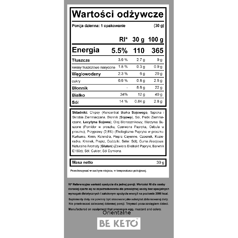 Keto Chipsy BeKeto - Ser cebulka, Czerwona papryka oraz Orientalne pikantne - 30 g
