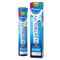 Plusssz ELEKTROLITY MULTIWITAMINA 100% Polski Lek – 24 tabletek musujących o smak ananas - mango