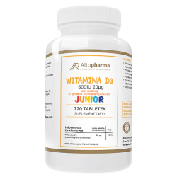 Witamina D3 Junior 800IU 20µg Alto Pharma - Dla dzieci - 120 tabletek do ssania o smaku pomarańczowym