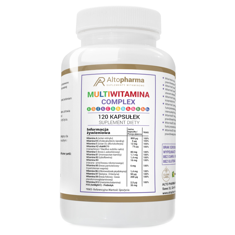 Multiwitamina complex ADEK + Witaminy z grupy B Alto Pharma - 120 kapsułek