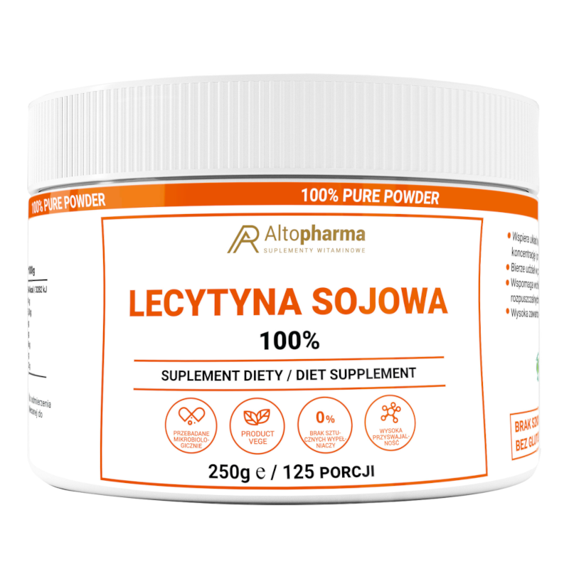 Lecytyna Sojowa 100 % Alto Pharma - Wspiera prace mózgu - 250g w proszku