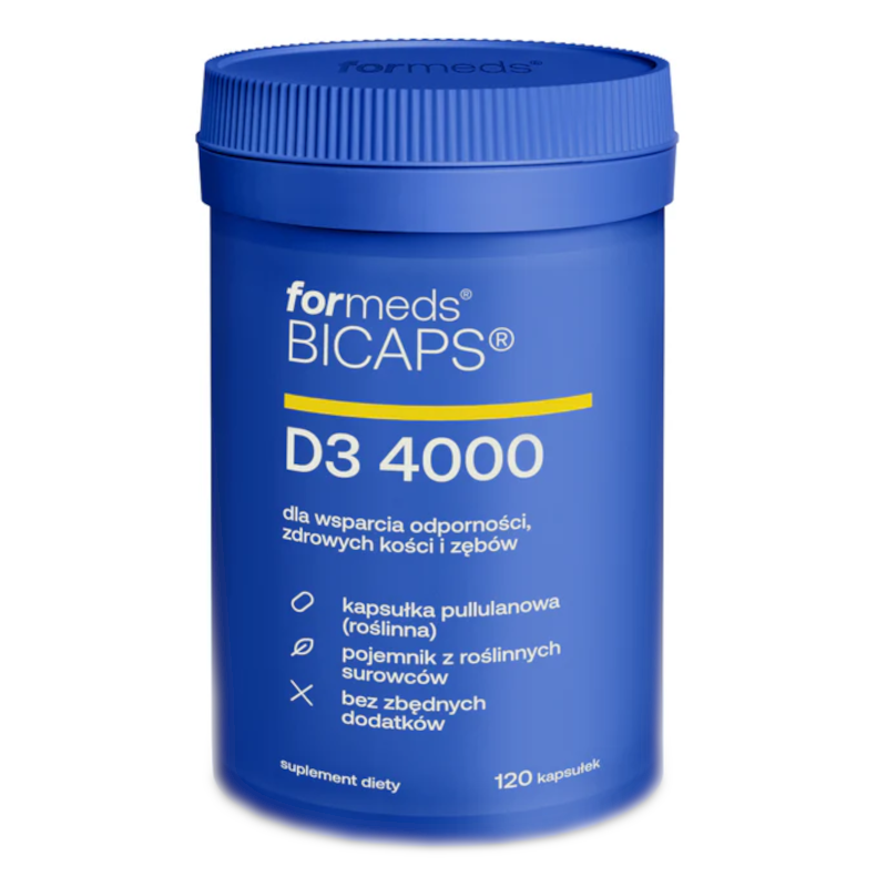 D3 Witamina 4000 IU Formeds Bicaps - Dla wsparcia odporności, zdrowych kości i zębów - 120 kapsułek