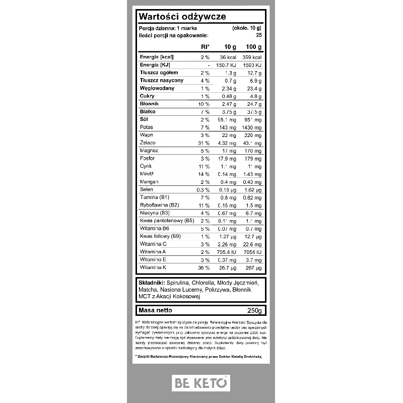 Keto Greens Beketo – Zielony Koktajl z olejem MCT- 250g