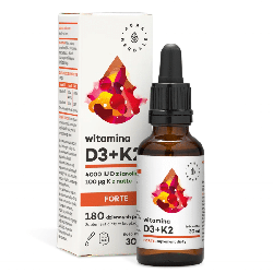 Witamina D3 4000 IU + K2 FORTE Aura Herbals - Naturalna witamina D z lanoliny i K z natto - 30 ml