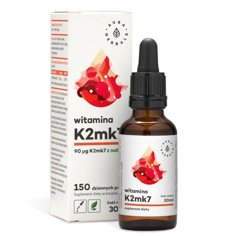 Witamina K2 MK7 Aura Herbals - Naturalna witamina K - 30 ml krople