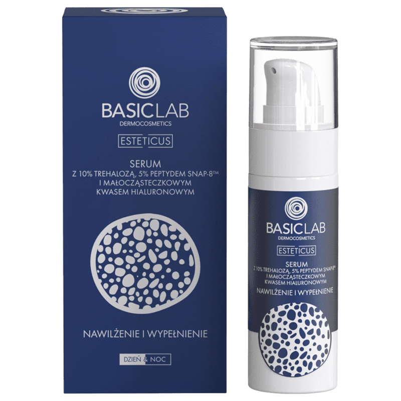 Serum z trehalozą 10% i 5% peptydem BASICLAB - Nawilżenie i Wypełnienie - 30 ml, 50 ml