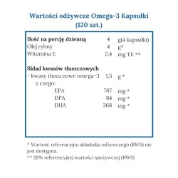 Norsan Omega-3 Kapsułki z naturalnym olejem rybnym z mięsa ryb - 120 kapsułek