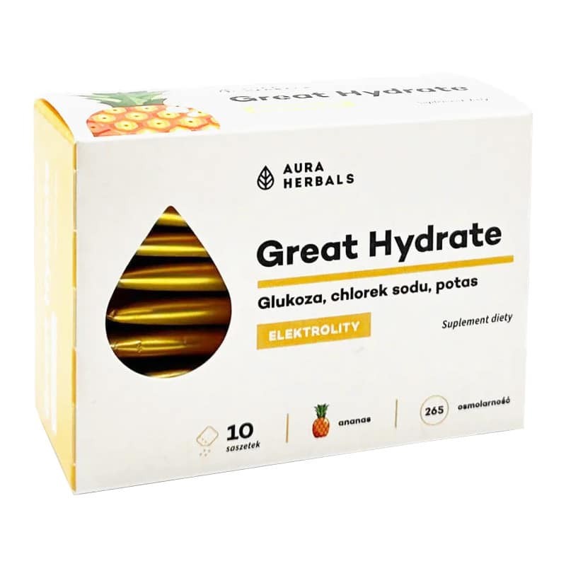Elektrolity Great Hydrate Aura Herbals - Wsparcie w nawodnieniu i regeneracji - 10 saszetek