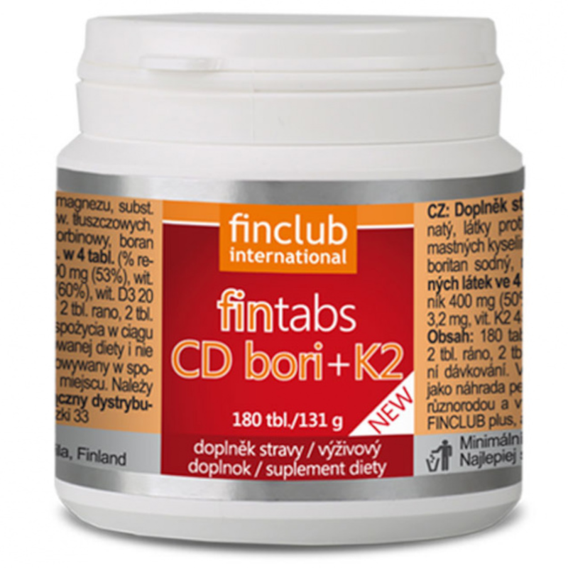 Fintabs CD bori+K2 new Finclub - Źródło pierwiastków i witamin - 180 tabletek