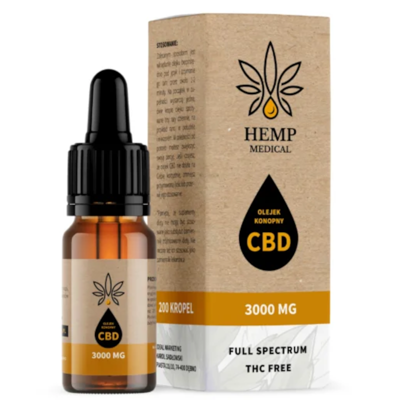 Olejek konopny 30% HEMP MEDICAL - Olej z konopi włóknistych 100% naturalny - 3000 mg