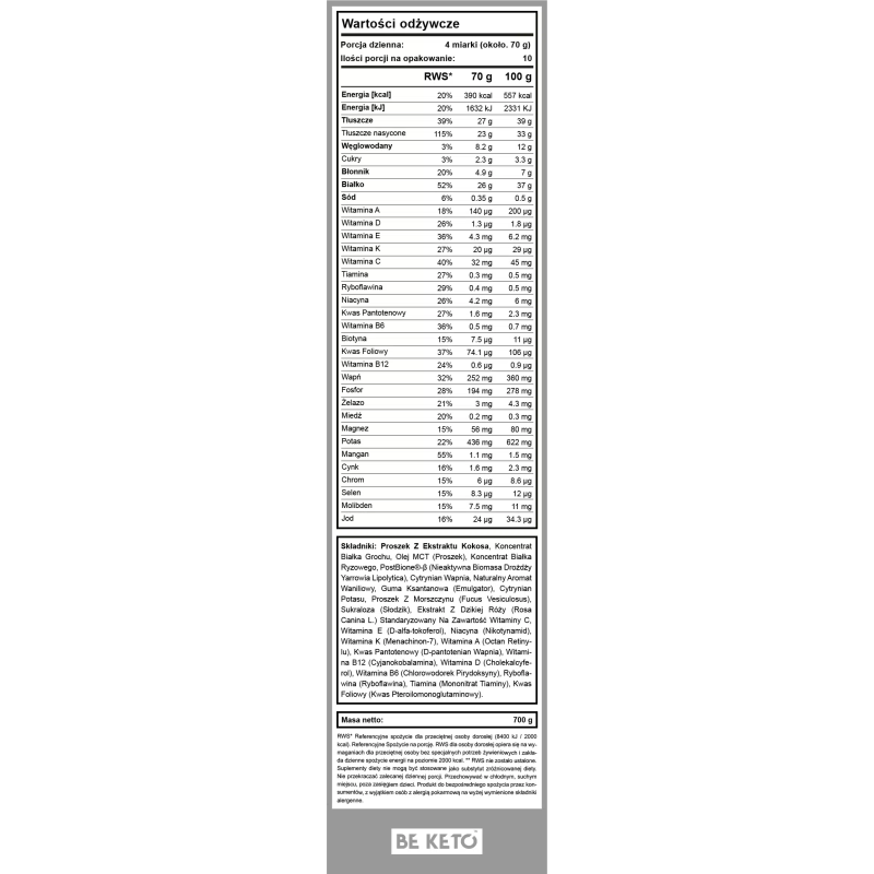 Posiłek keto BeKeto- Francuska Wanilia oraz Belgijska Czekolada - 700g