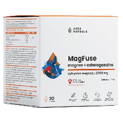 MagFuse magnez z ashwagandhą Aura Herbals- Wsparcie dla ciała i umysłu - 30 saszetek